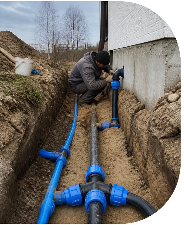 Монтаж наружного водопровода на участке под ключ в Воскресенске